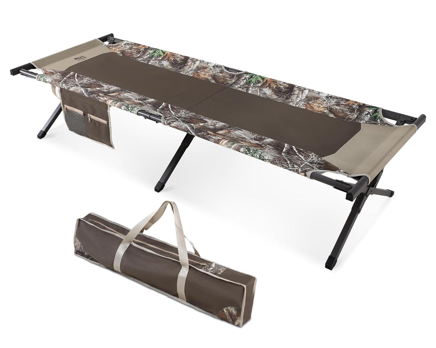 TIMBER RIDGE Folding Camping Cot for Adults,Outdoor Bed Camp Cots for Sleeping with Carry Bag，Foldable XL Hunting for Camping, Hiking, Camouflage，Home, Travel, Support up to 300lbs, Camo
