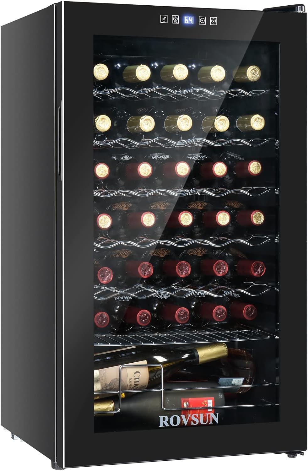 Ktaxon 34 Bottle Compressor Wine Cooler Freestanding Wine Fridge, Fast Cooling, Low Noise