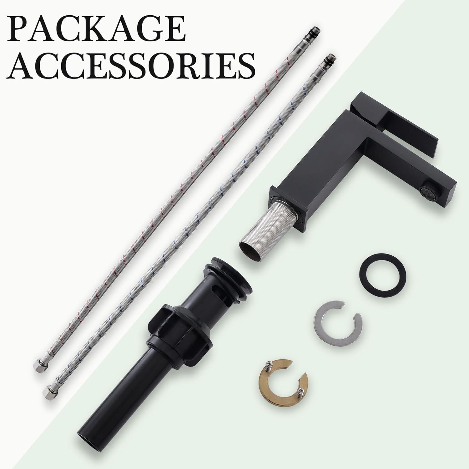 Gold Vessel Sink Faucet, Brushed Gold Tall Single Handle Bathroom Vessel Sink Faucet 1 Hole, Modern Stainless Steel Restroom Vanity Faucet with Metal Pop Up Drain and Water Supply Hose