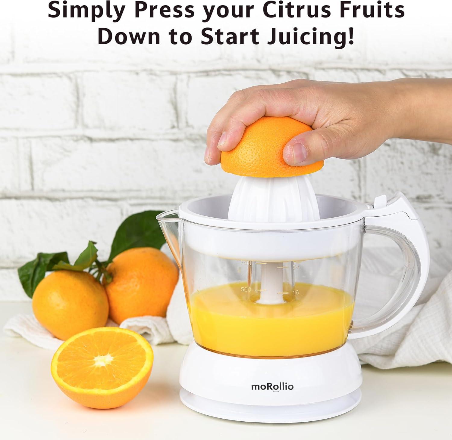 moRollio Electric Citrus Juicer, Compact Space-Saving Orange Juicer, 24oz