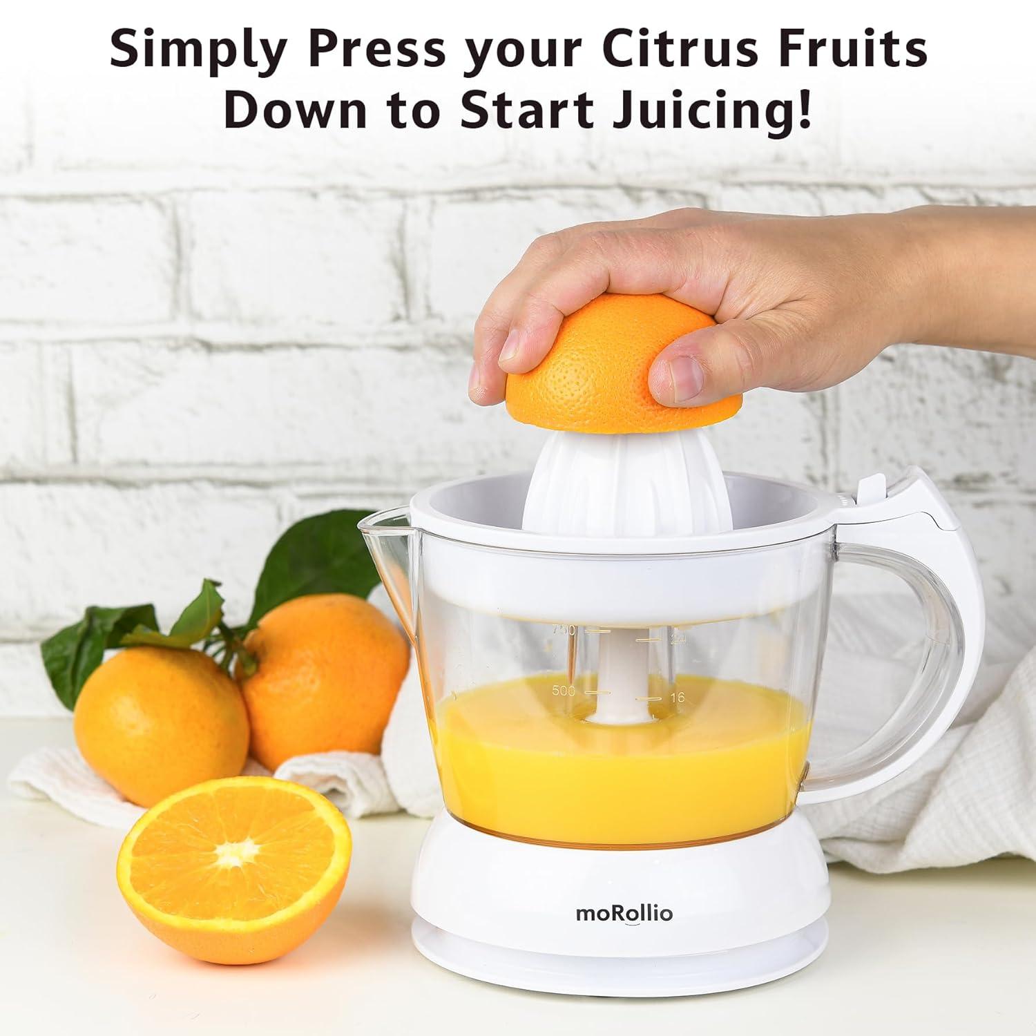 moRollio Electric Citrus Juicer, Compact Space-Saving Orange Juicer, 24oz