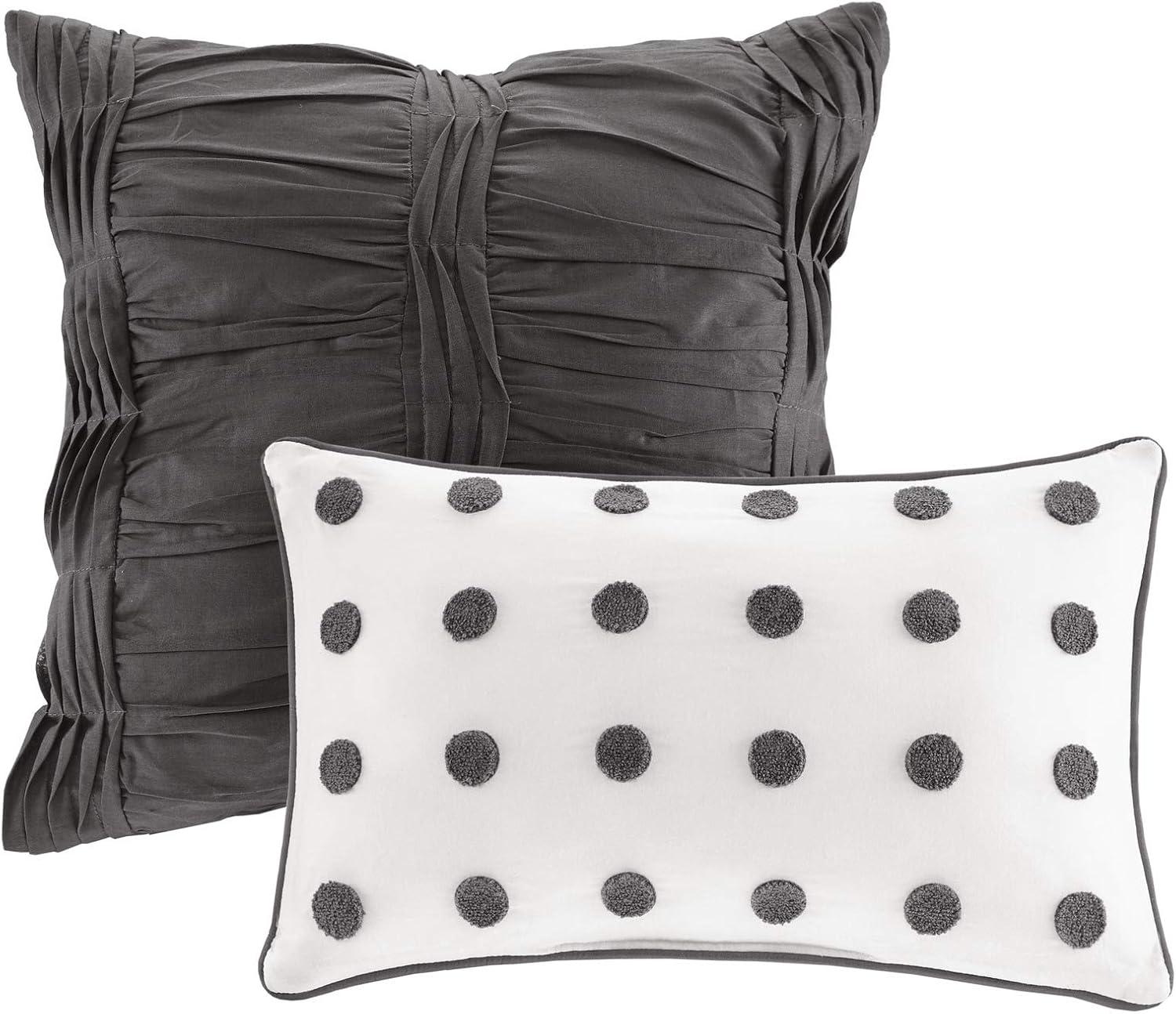 Brooklyn Cotton Jacquard Duvet Cover Set with Euro Shams and Throw Pillows