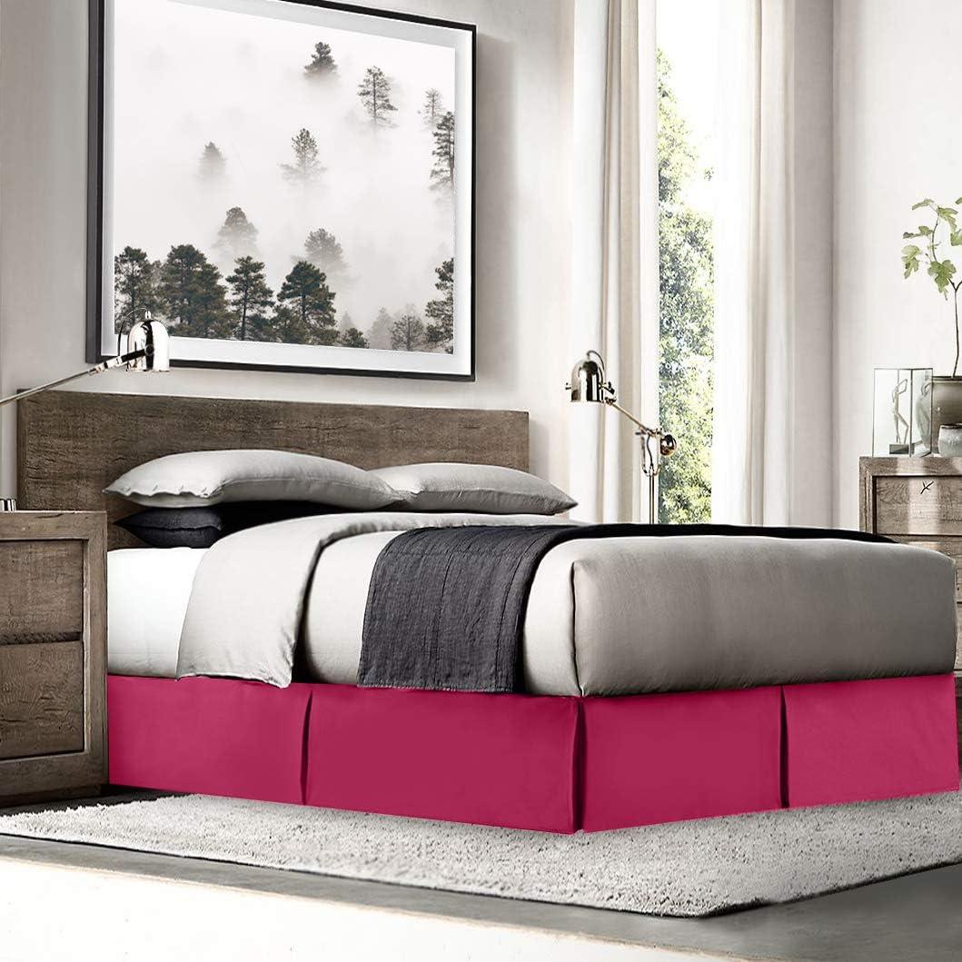 Clara Clark Pleated Bed Skirt - 14 inch Tailored Drop - Luxury Microfiber Dust Ruffle - Includes 8 Pins, Twin Size, Black