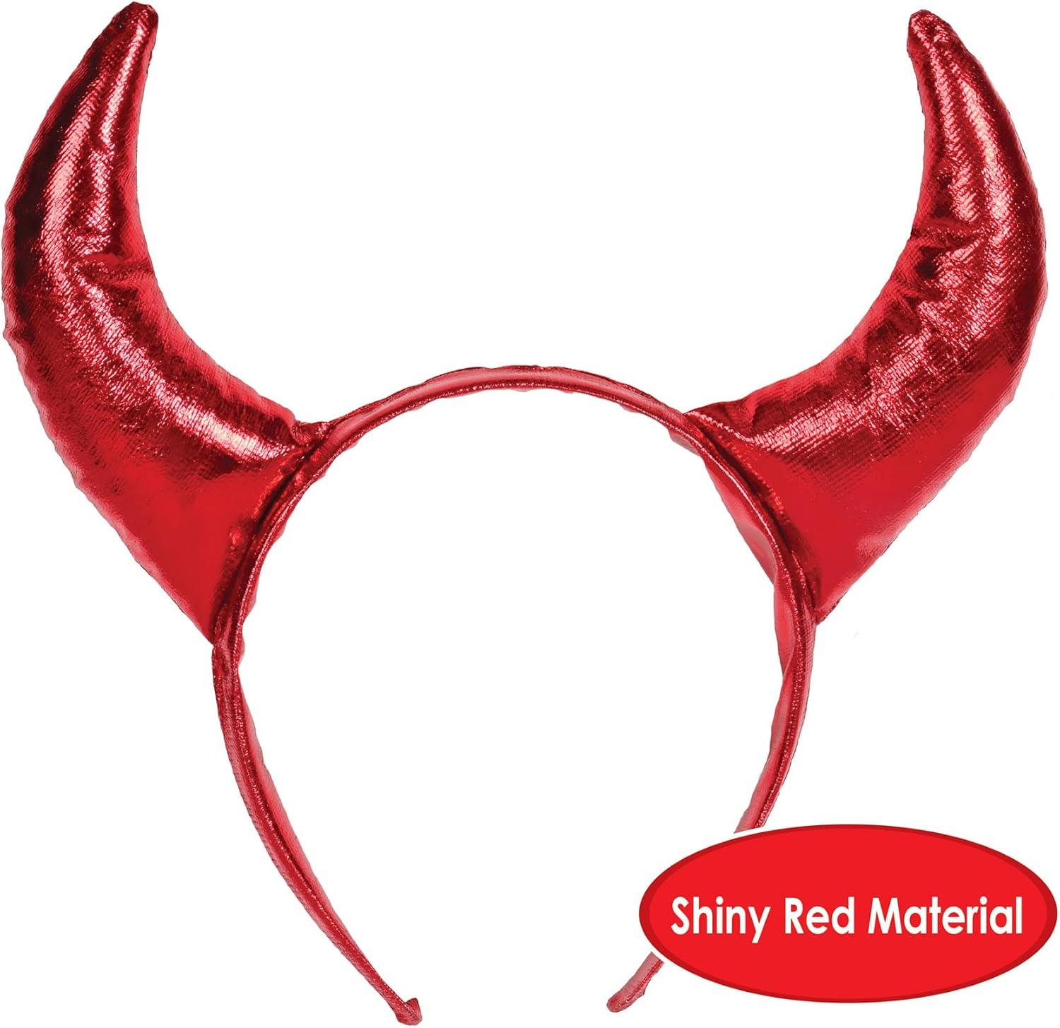 Shiny Red Fabric Devil Horns Headband for Cosplay