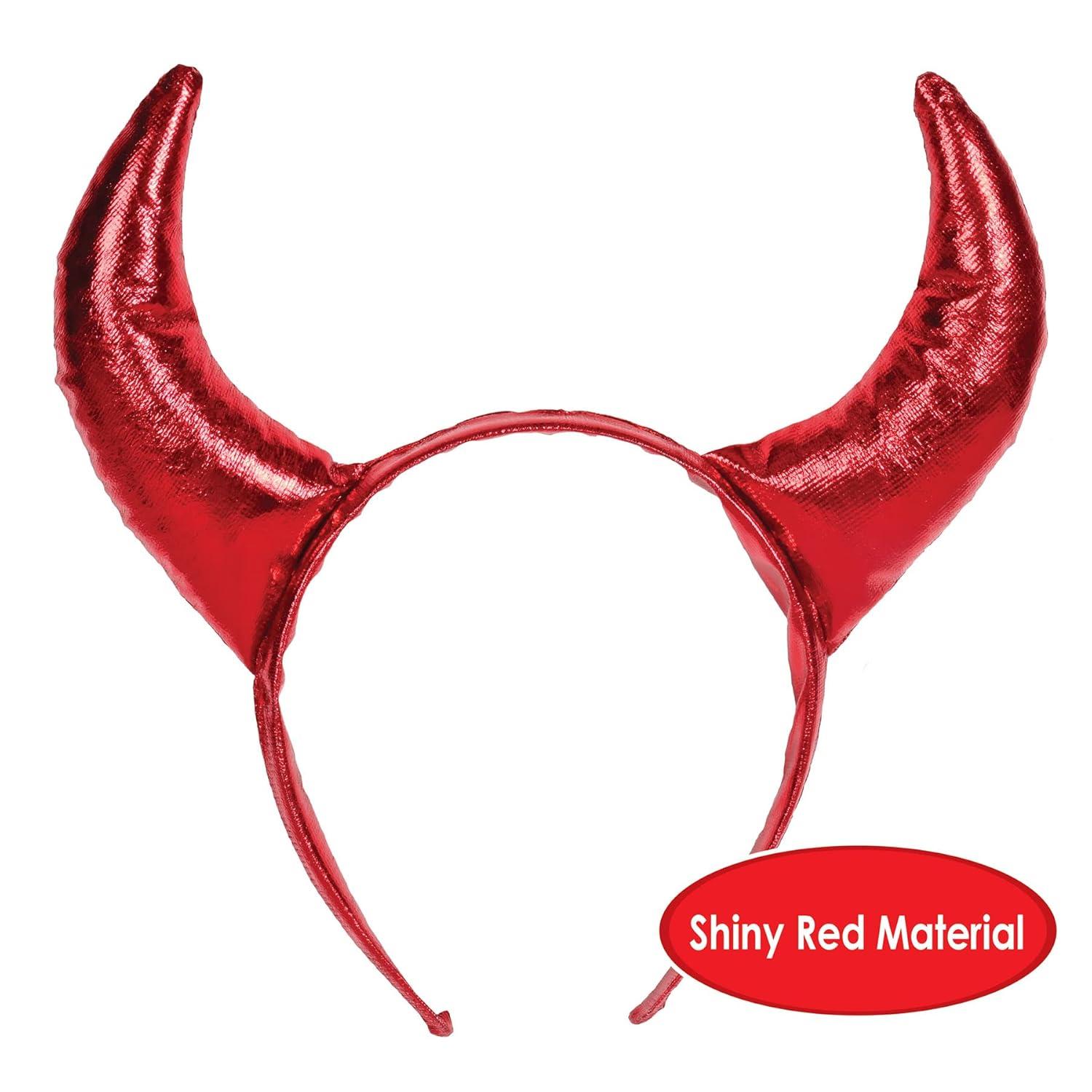 Shiny Red Fabric Devil Horns Headband for Cosplay