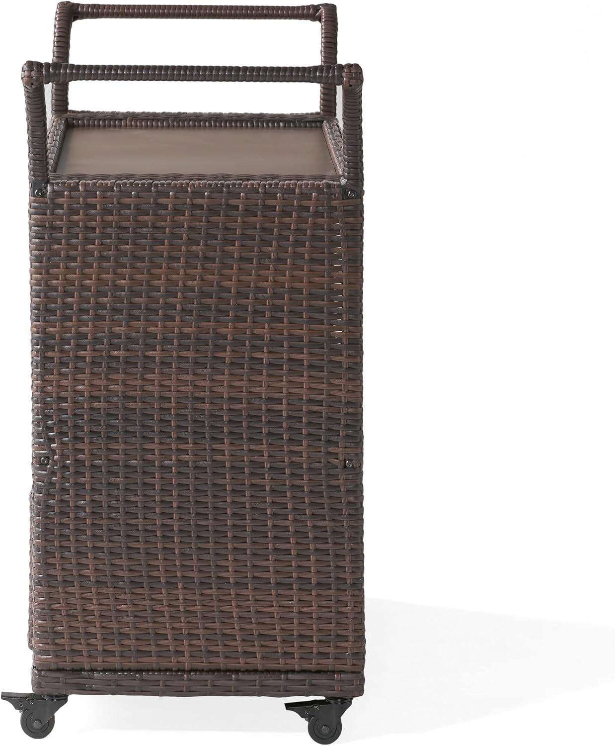 Karl Home Outdoor Wicker Bar Cart