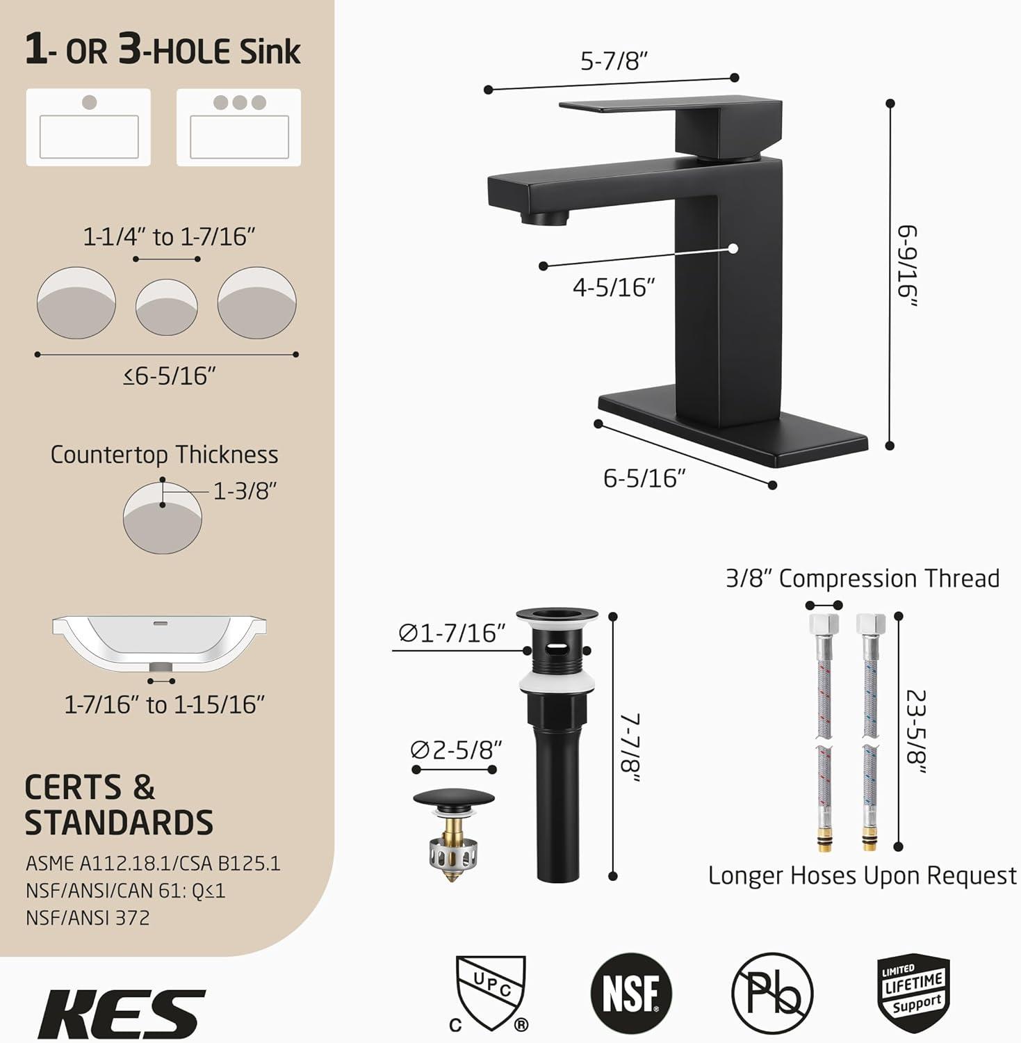 Matte Black Stainless Steel Single Handle Bathroom Faucet