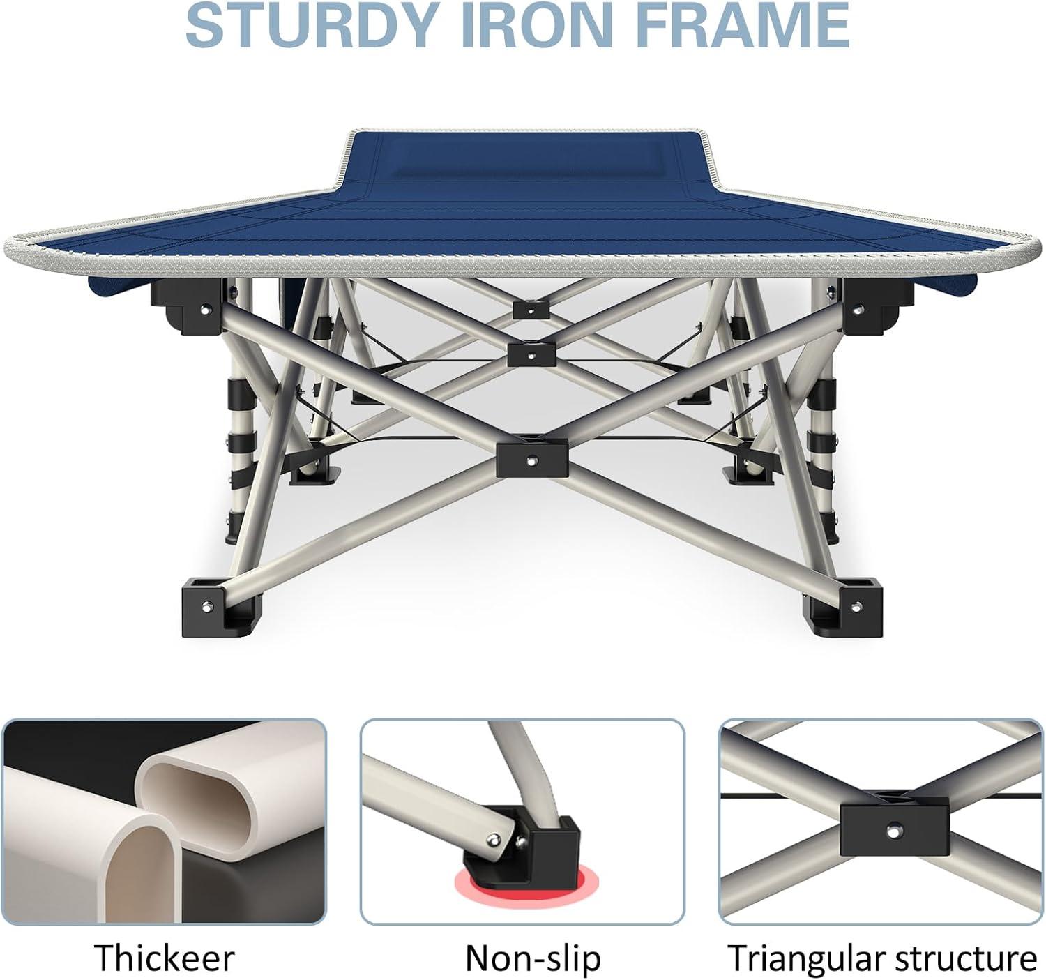 Cot, Camping Cot with Comfortable Thick Pad Cots for Sleeping Heavy Duty Camping Bed Folding Cot Double Layer Oxford with Carry Bag for Home Nap Outdoor Travel