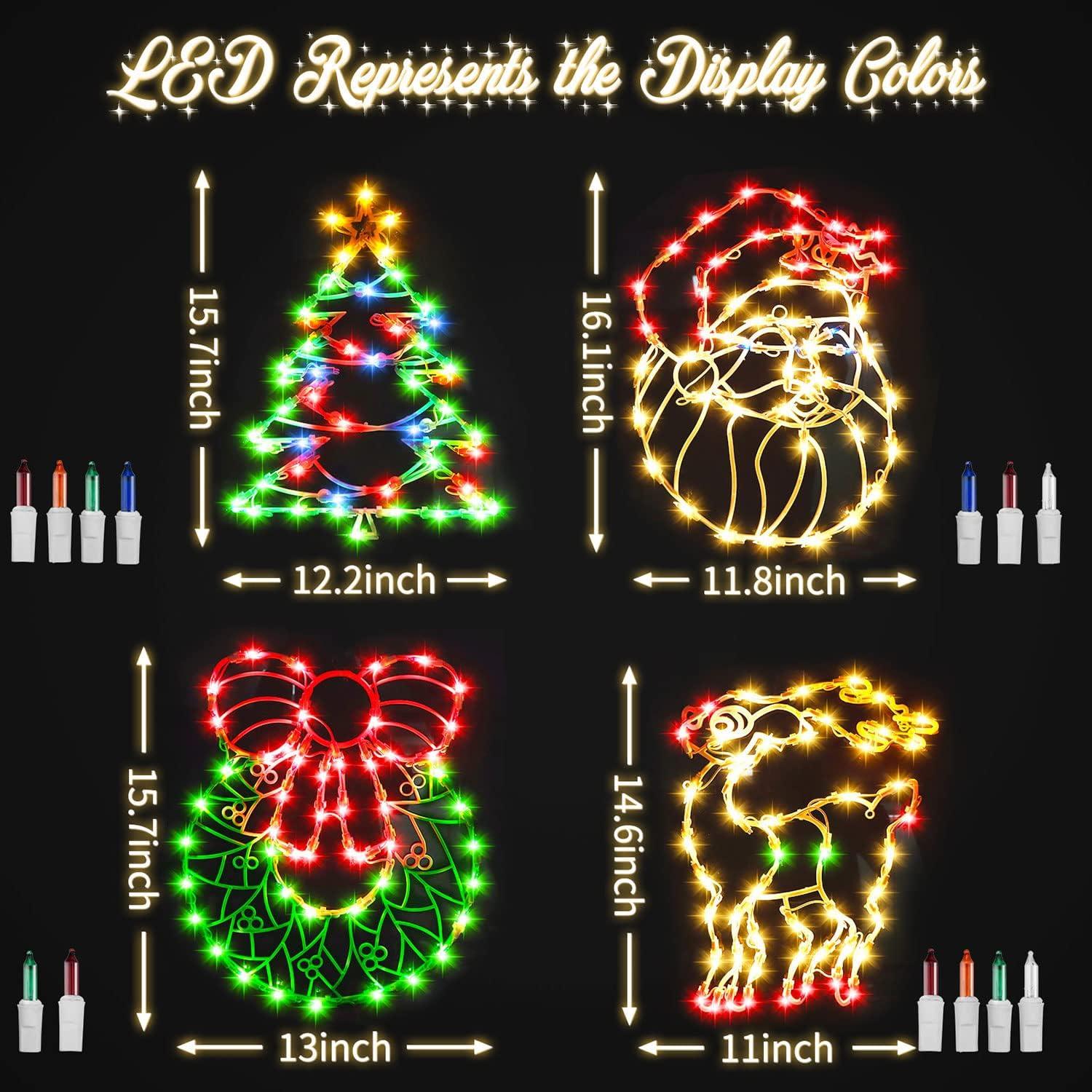 Multi-Color LED Christmas Window Silhouette Lights Set