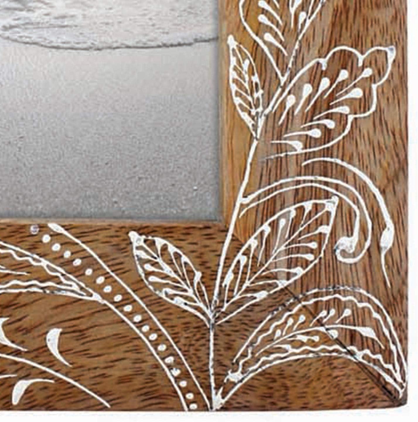 Natural Wood 4 x 6 inch Floral Pattern Decorative Wood Picture Frame - Foreside Home & Garden