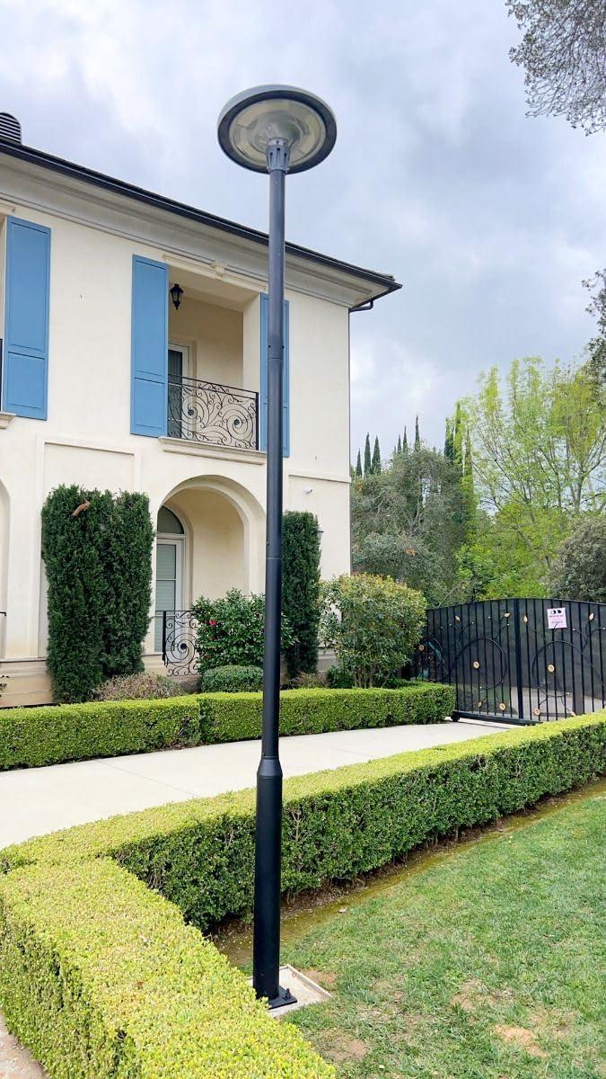 eLEDing 2.5 in - 3 in. up to 13 ft. Black Outdoor Universal Metal Light Post Pole w/ Metal Rebar Cage EE-PL4m