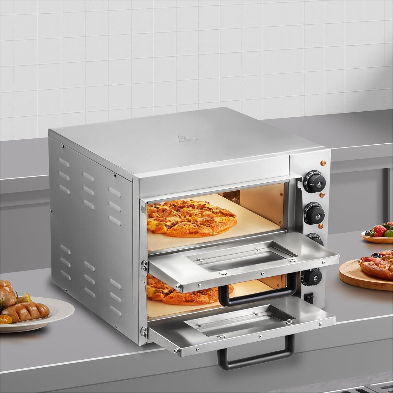 VEVOR 12-Inch Stainless Steel Electric Pizza Oven with Adjustable Temperature
