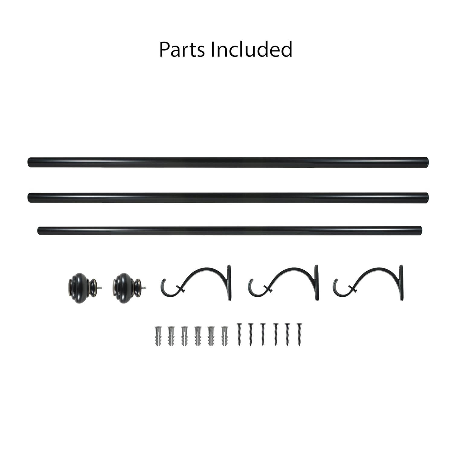 Decopolitan Urn Single Rod Set, 72-144-Inch, Antique Black