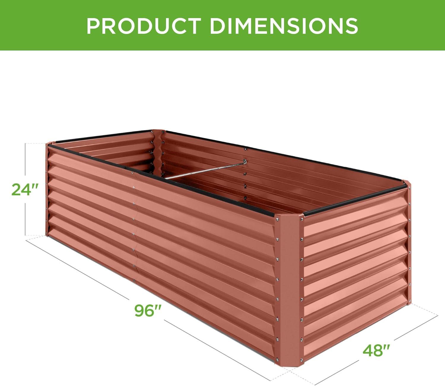 Terracotta 8x4x2ft Outdoor Metal Raised Garden Bed Planter Box