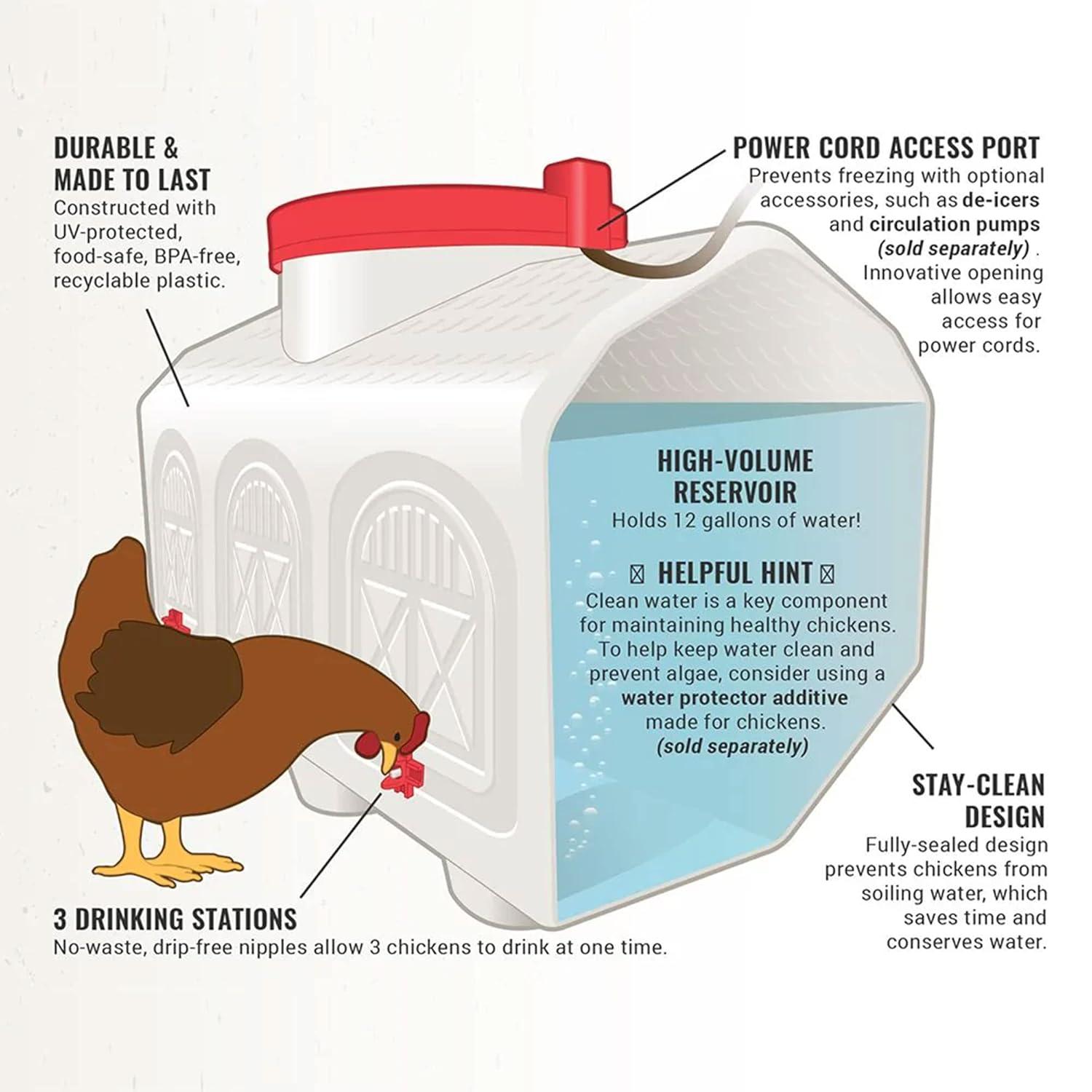 Large Beige Plastic Automatic Chicken Waterer with No Spill System