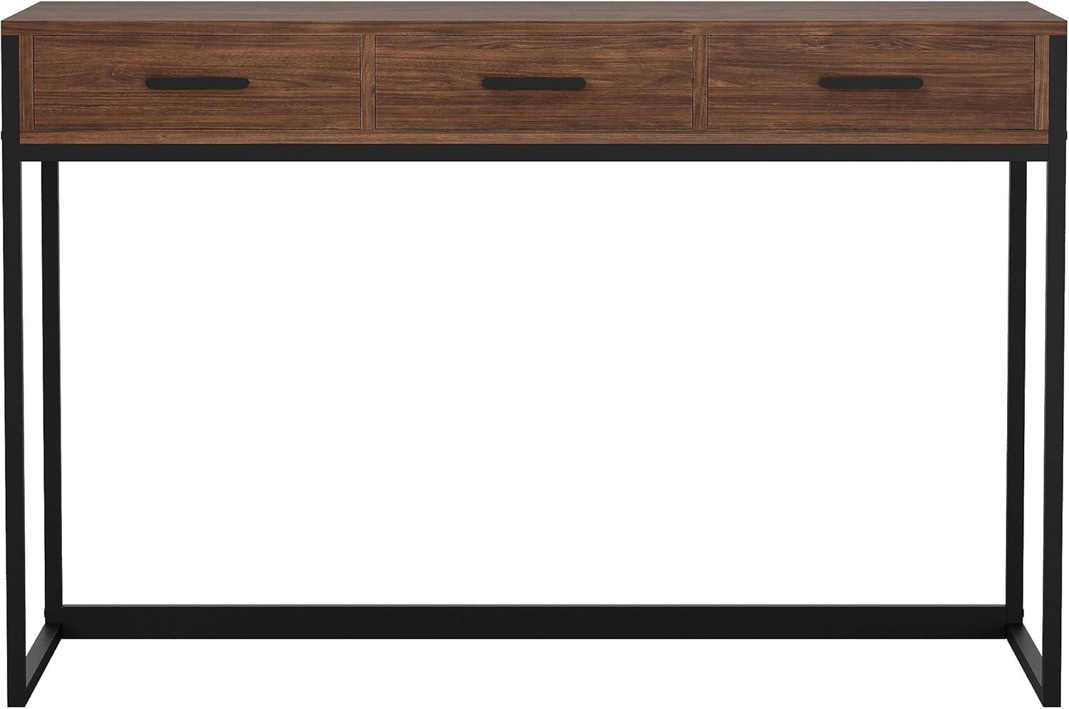 Walnut Wood Grain Desk with Oil Rubbed Bronze Frame and Drawers