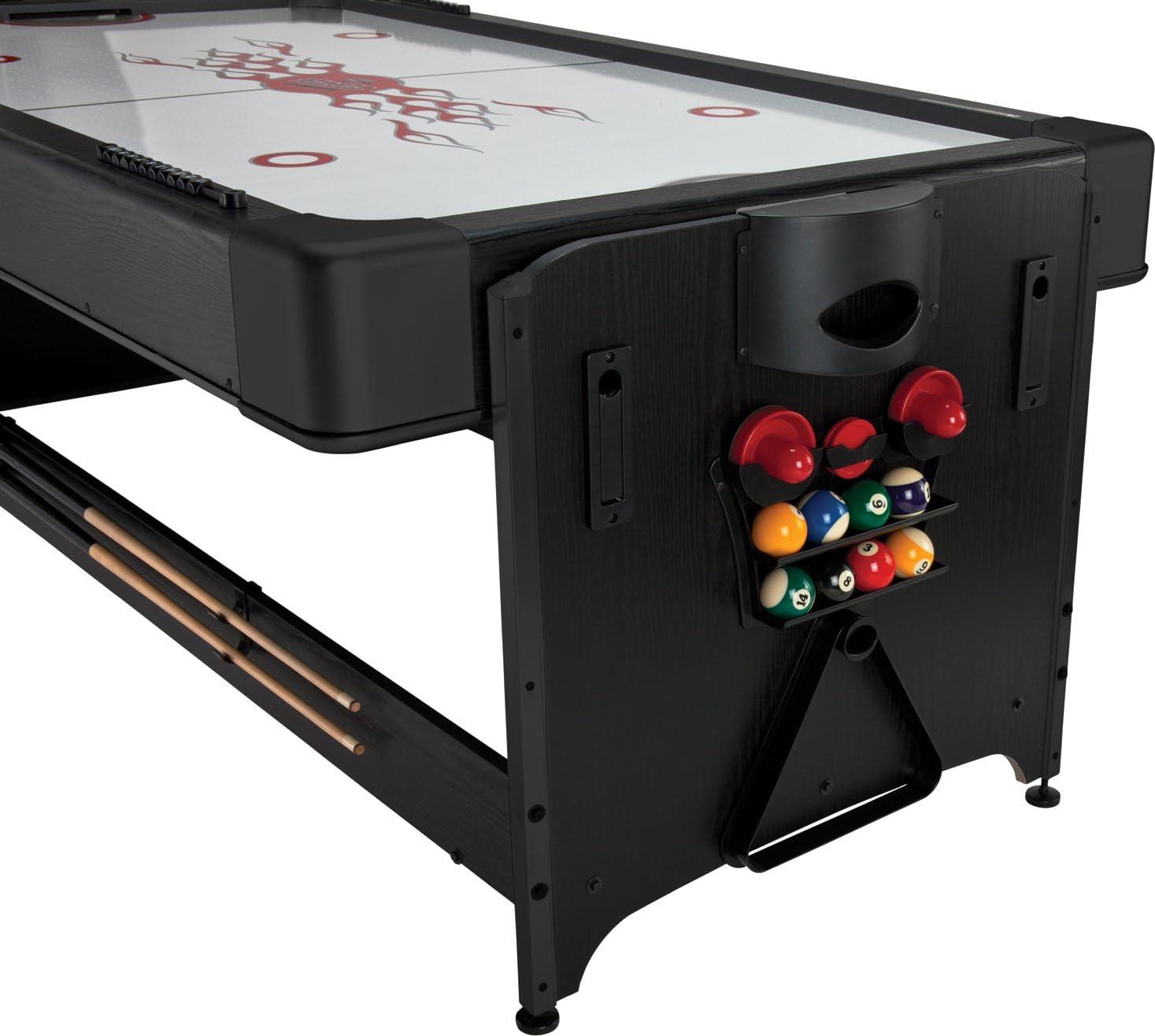 7-Foot Black 2-in-1 Air Hockey and Pool Table