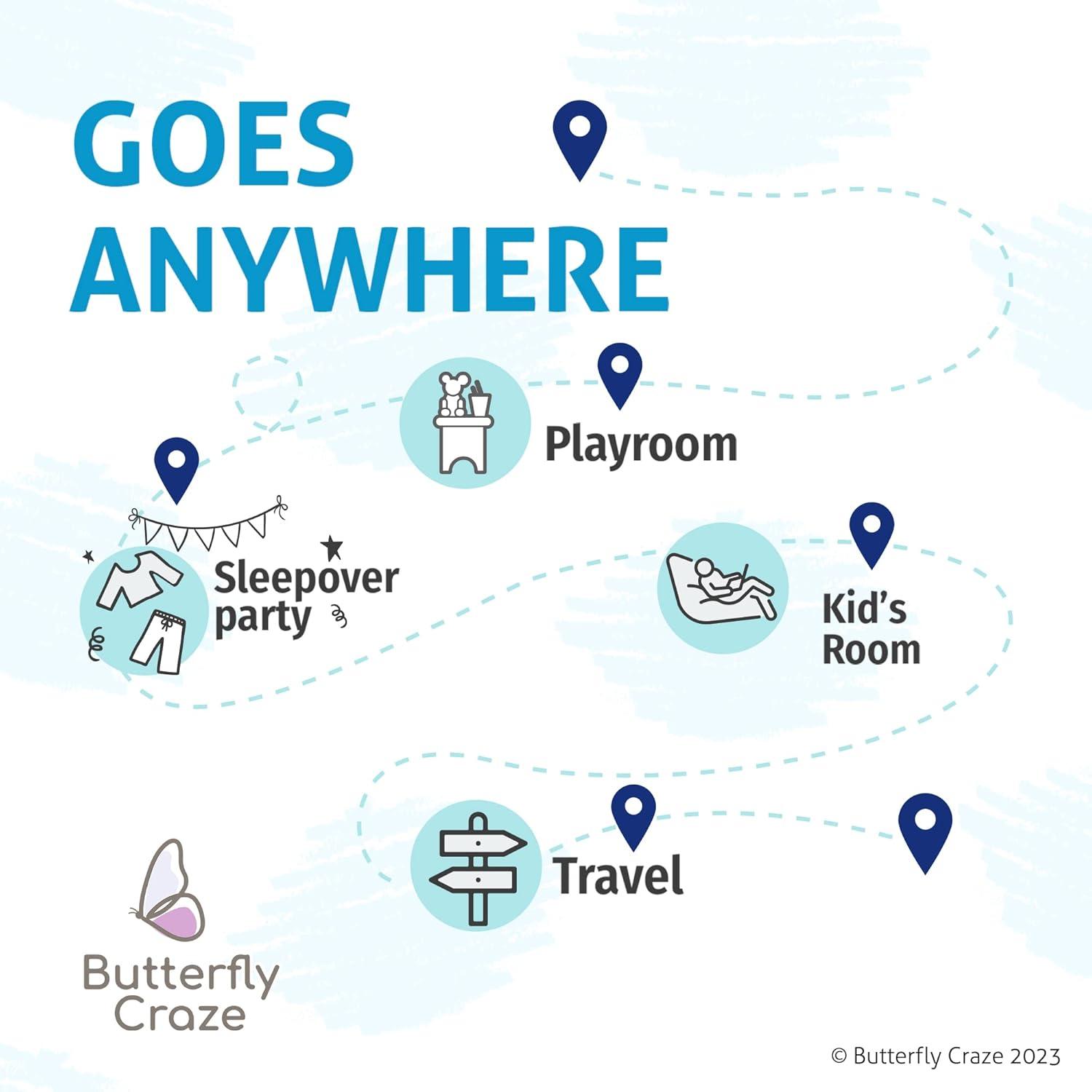 Butterfly Craze Butterfly Craze Floor Pillow Case, Mattress Bed Lounger Cover, Black/White Plaid, King Size - for Kids & Adults