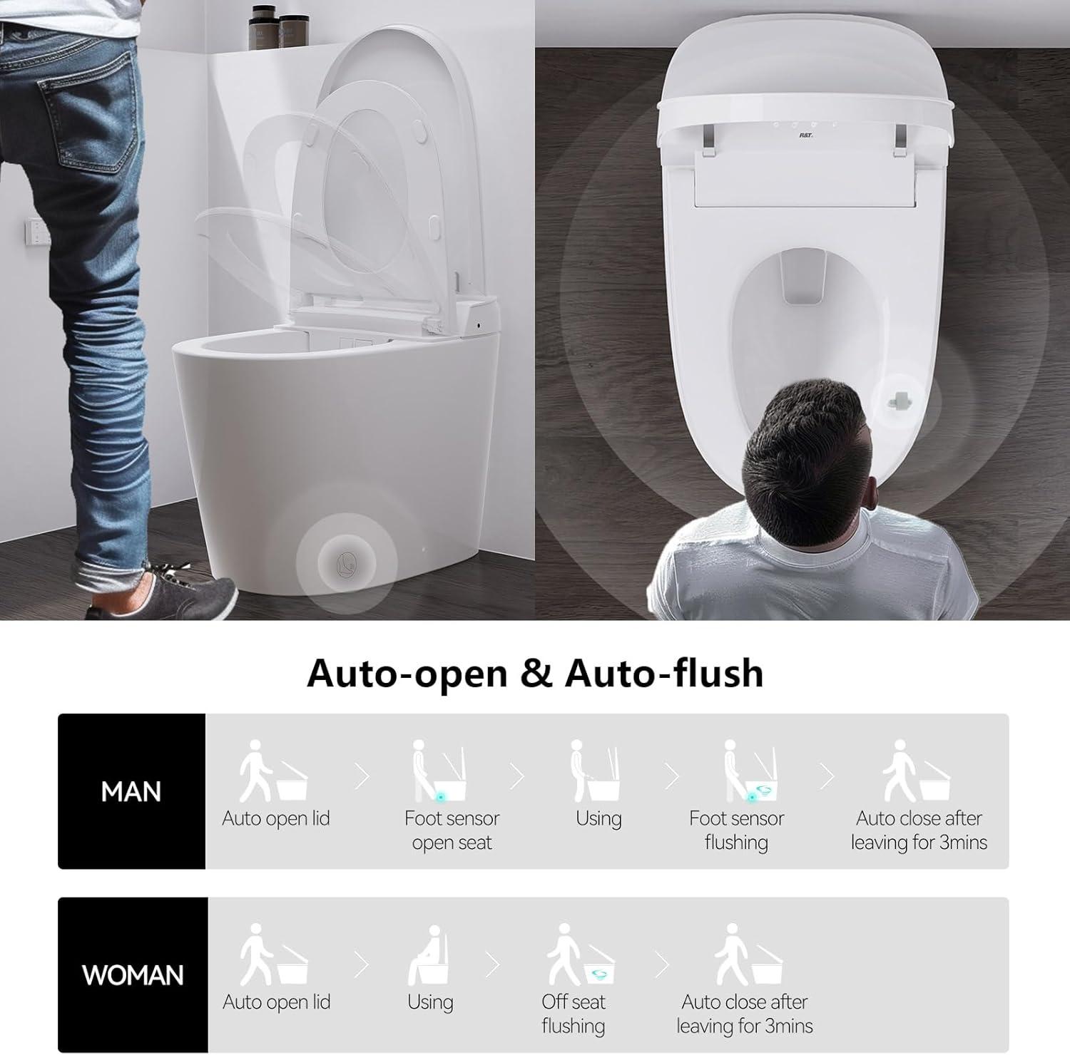 White High Efficiency One-Piece Smart Toilet with Bidet