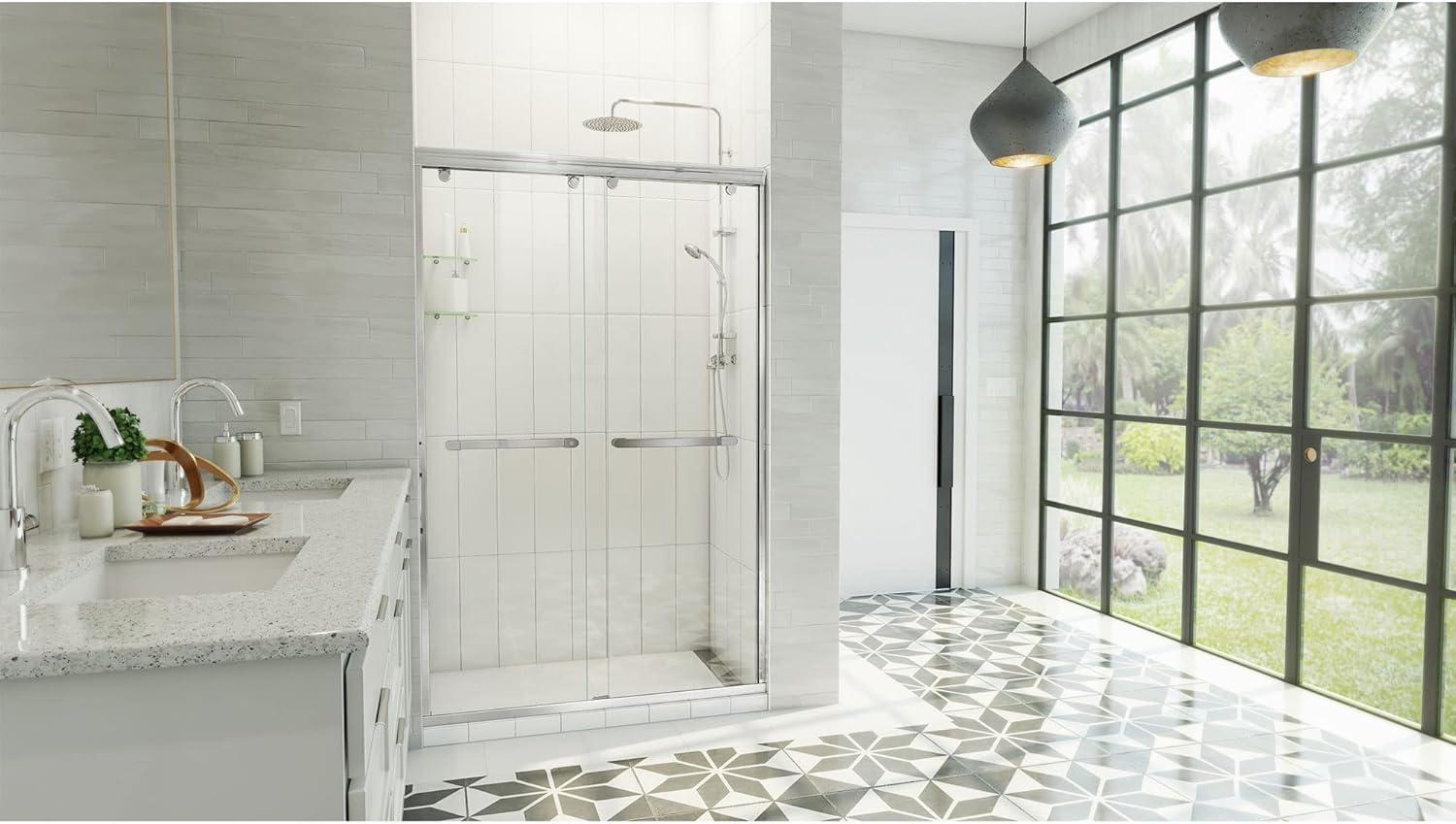 Charisma-X 44" W x 76'' H Bypass Semi-Frameless Shower Door with ClearMax Glass Treatment Technology