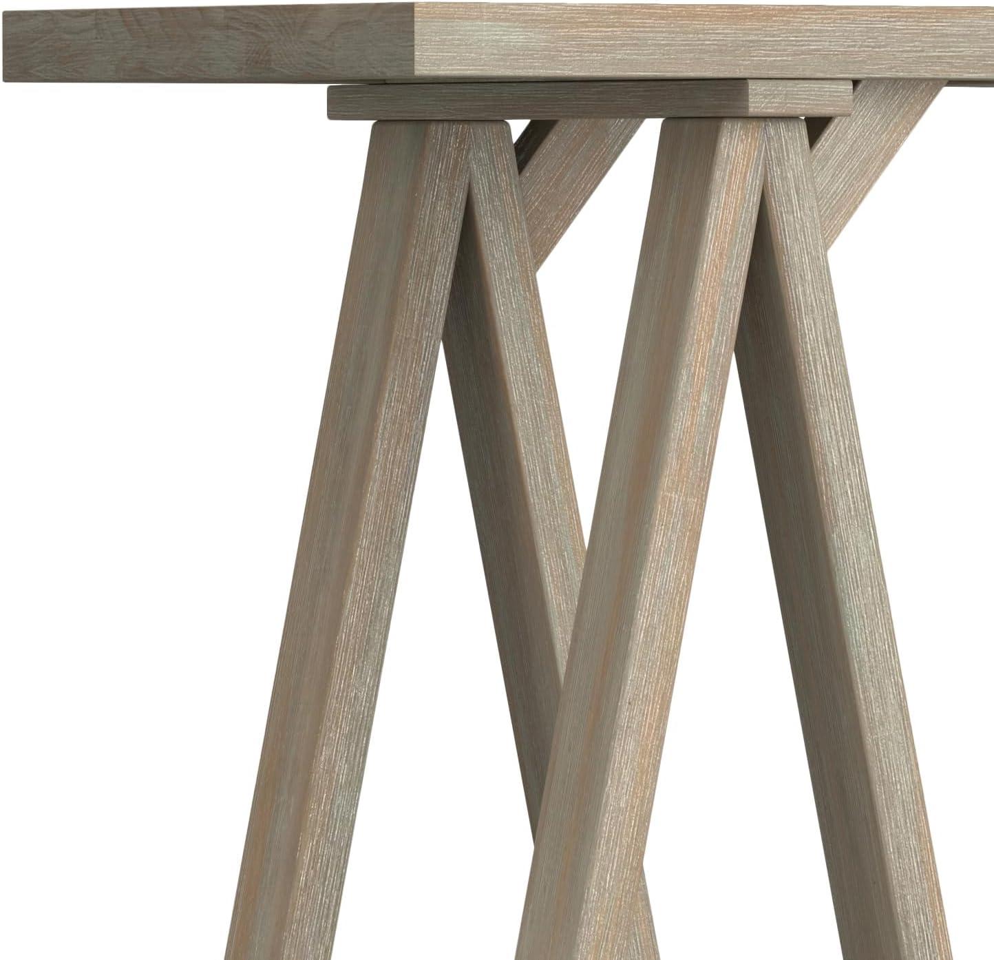 Simpli Home Sawhorse Console Table in Distressed Gray