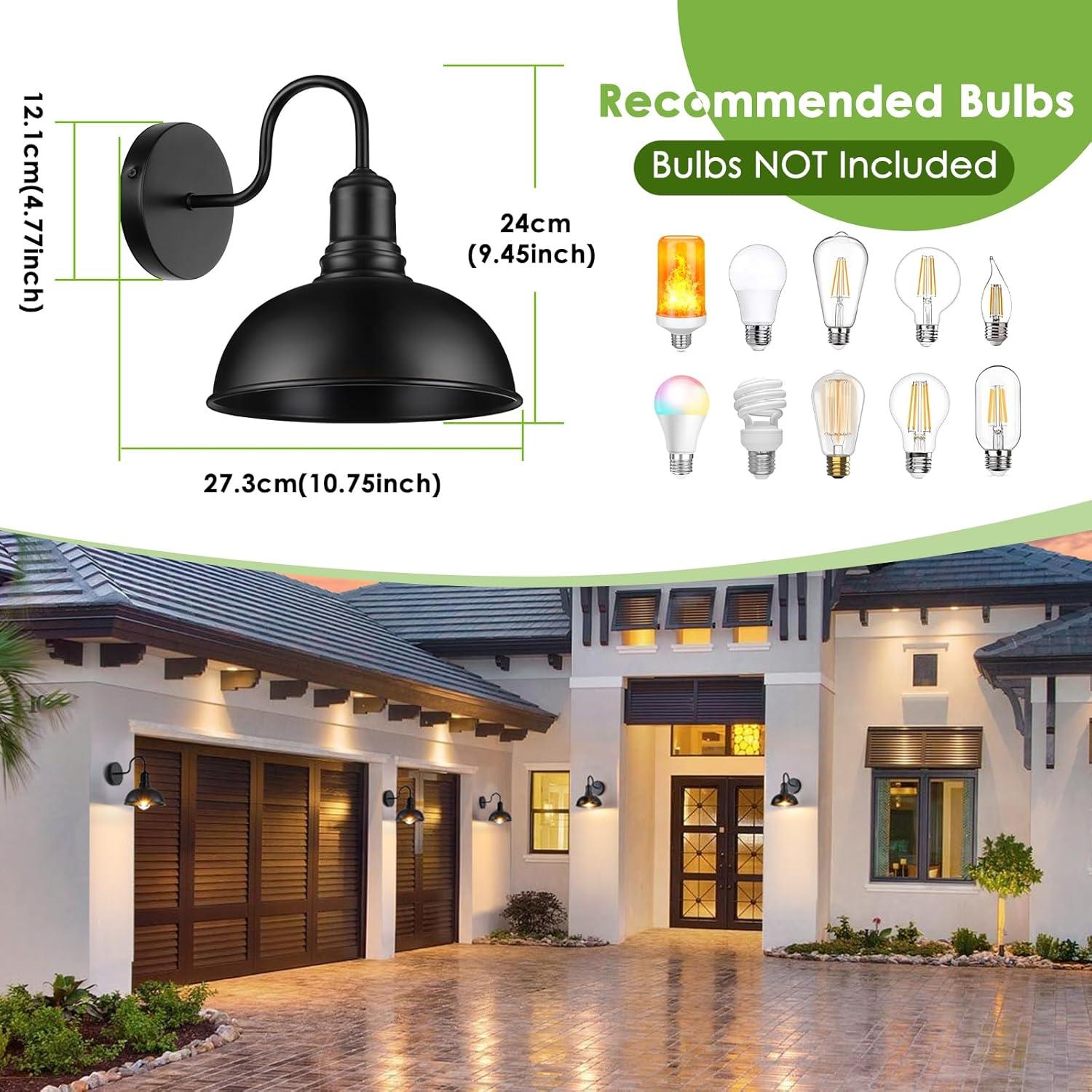 2-Pack Outdoor Wall Lights, Vintage Black Wall Sconces, Exterior Farmhouse Barn Light Fixtures, Indoor Wall Mount Lighting Fixtures, Anti-Rust Waterproof Exterior Light for Patio Porch Doorway Garage