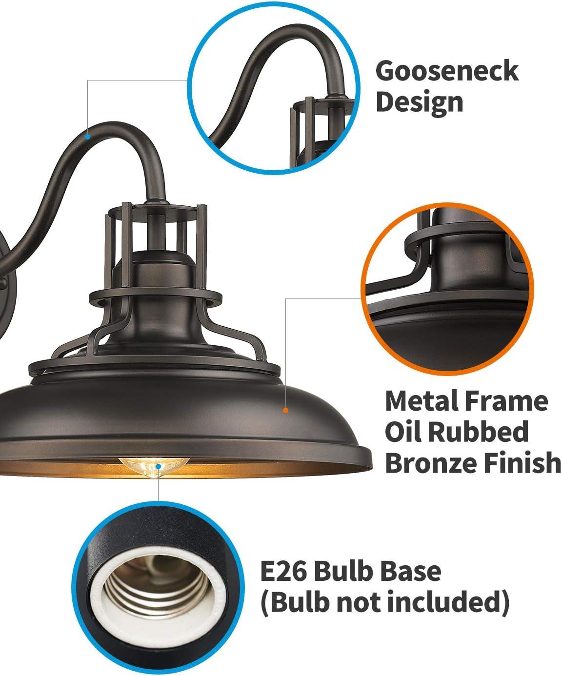 2 Lights Indoor Outdoor Gooseneck Barn Lights