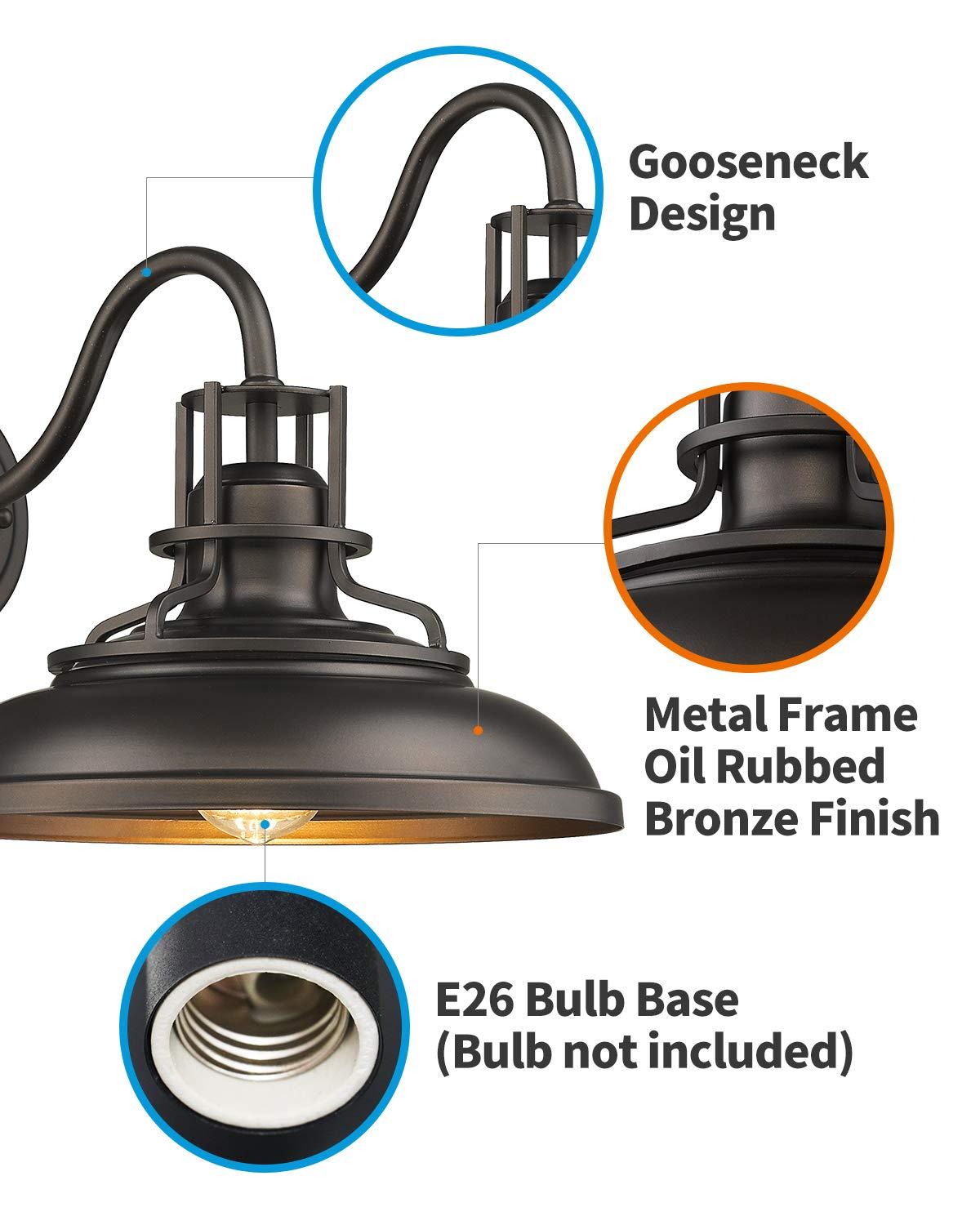 2 Lights Indoor Outdoor Gooseneck Barn Lights