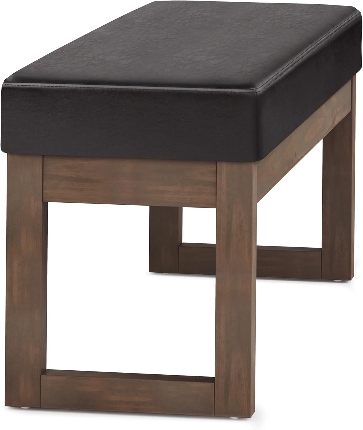 Simpli Home Milltown Ottoman Bench with Upholstered Seat and Solid Wood Frame