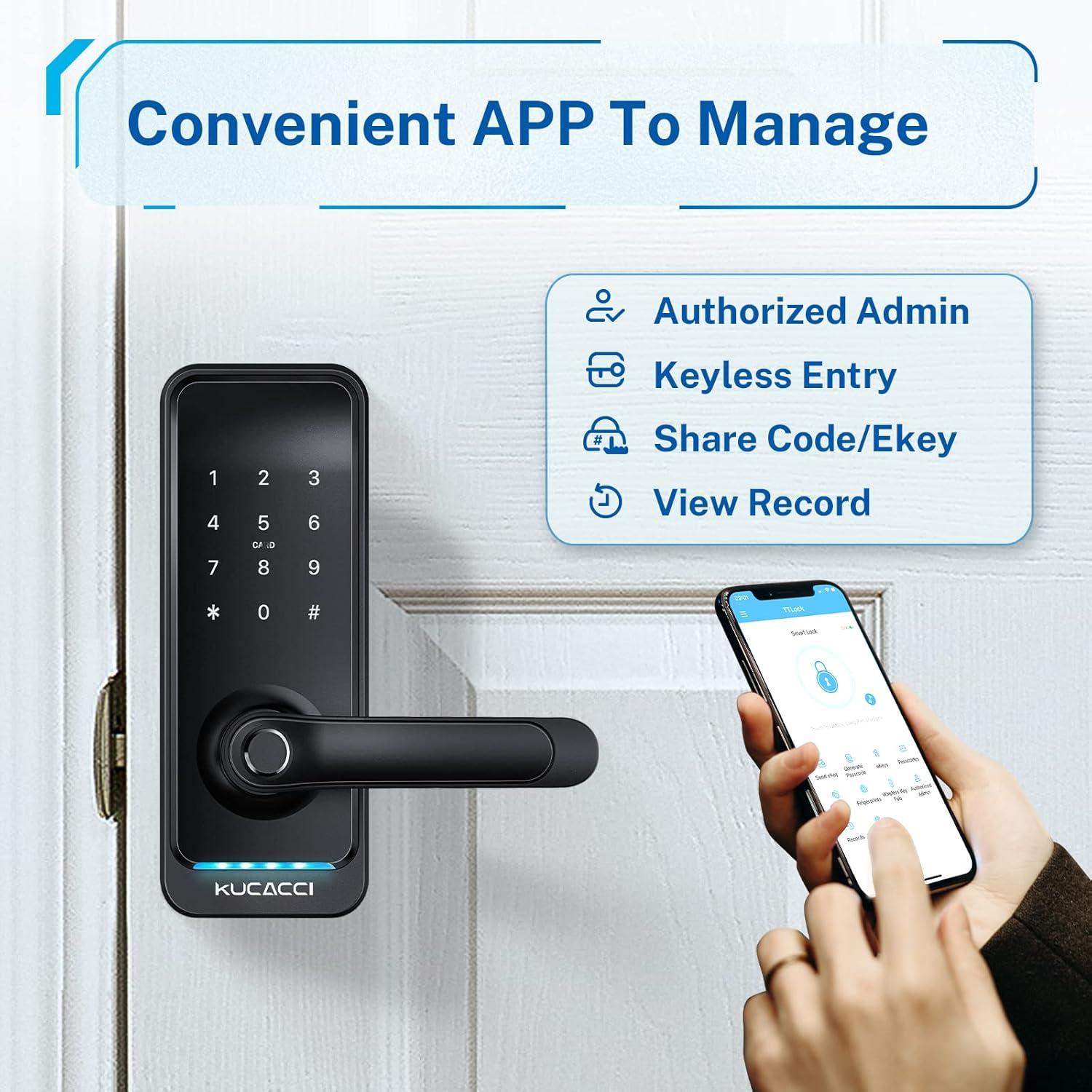 Black Electronic Deadbolt Door Lock with Keypad and Bluetooth