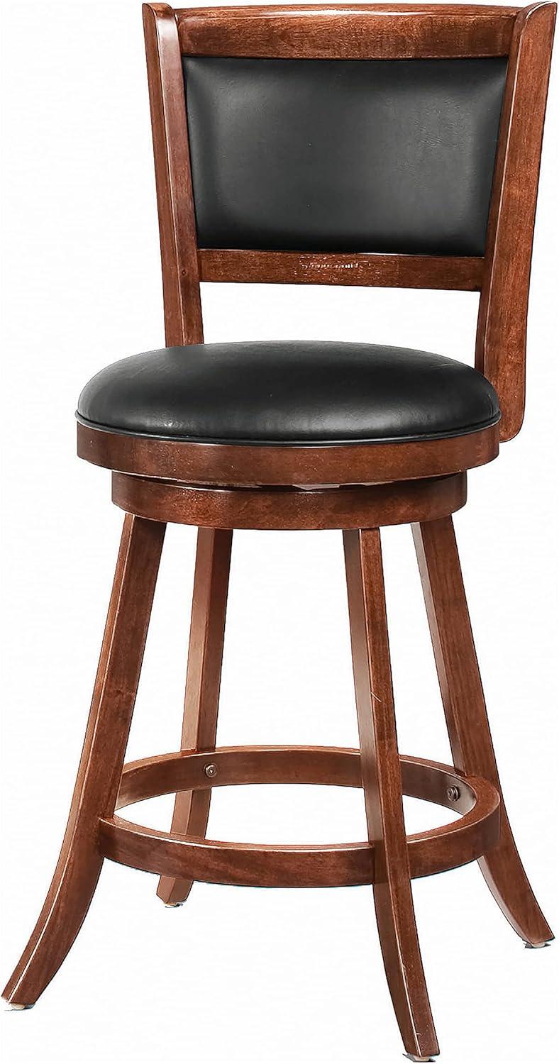 Coaster Upholstered Faux Leather Swivel Counter Height Stool in Black