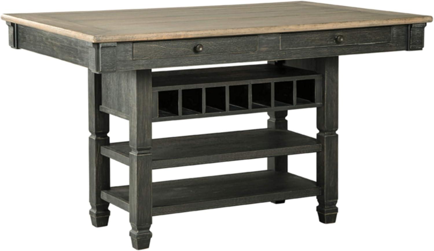 Timeworn Plank Oak & Black 60" Rectangular Counter-Height Dining Table