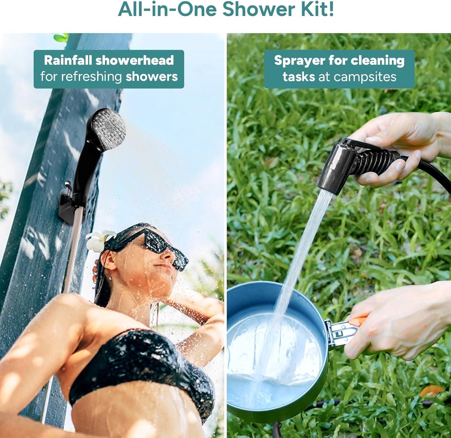 DR.PREPARE 4.5 Gallons Portable Camping Shower - 17L Shower with Pump, USB Rechargeable Battery
