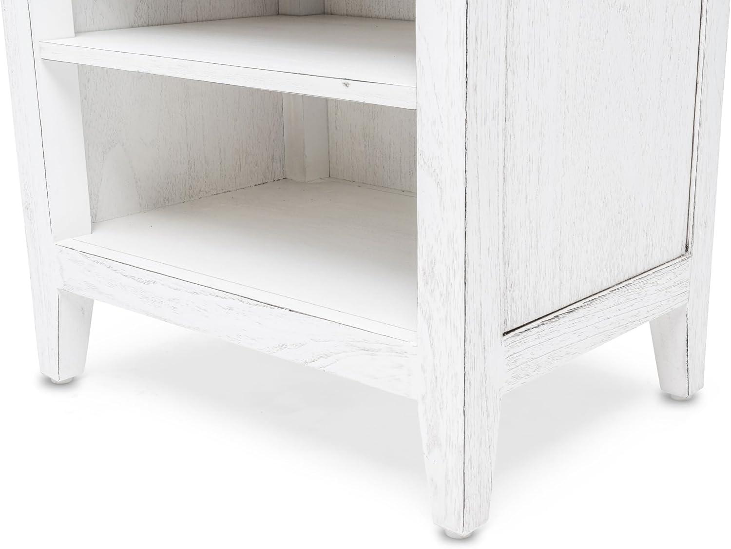 Beach Sand Weathered White Coastal 1-Drawer Nightstand