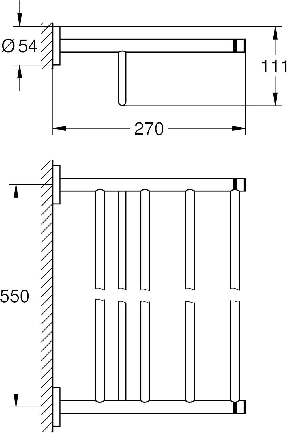 Brushed Nickel Wall Mounted Multi-Towel Rack with 5 Bars