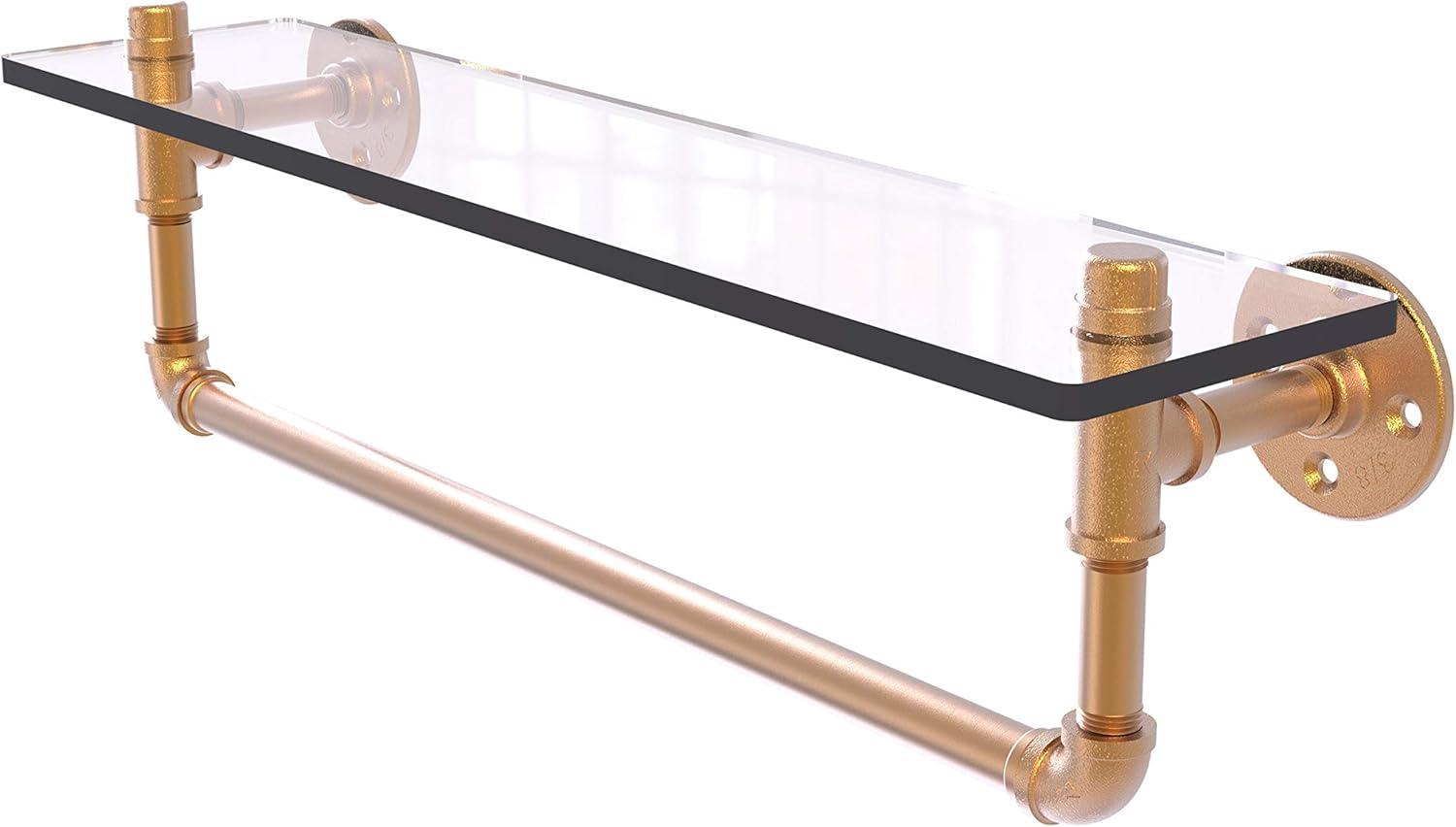 Allied Brass - Pipeline 22'' Glass Shelf with Towel Bar in Brushed Bronze