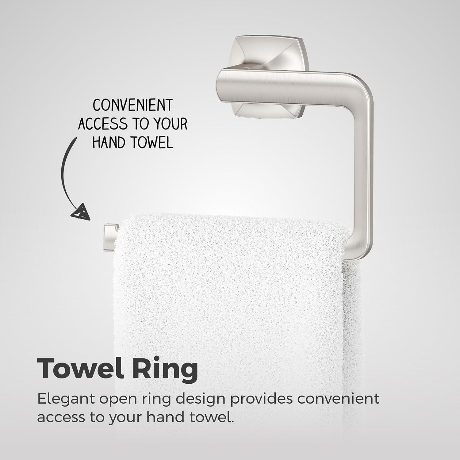 Pfister Vaneri Towel Ring, Hand Towel Holder for Bathroom, Wall-Mounted, Screw-In, Spot Defense Brushed Nickel Finish, BRBVRI0GS