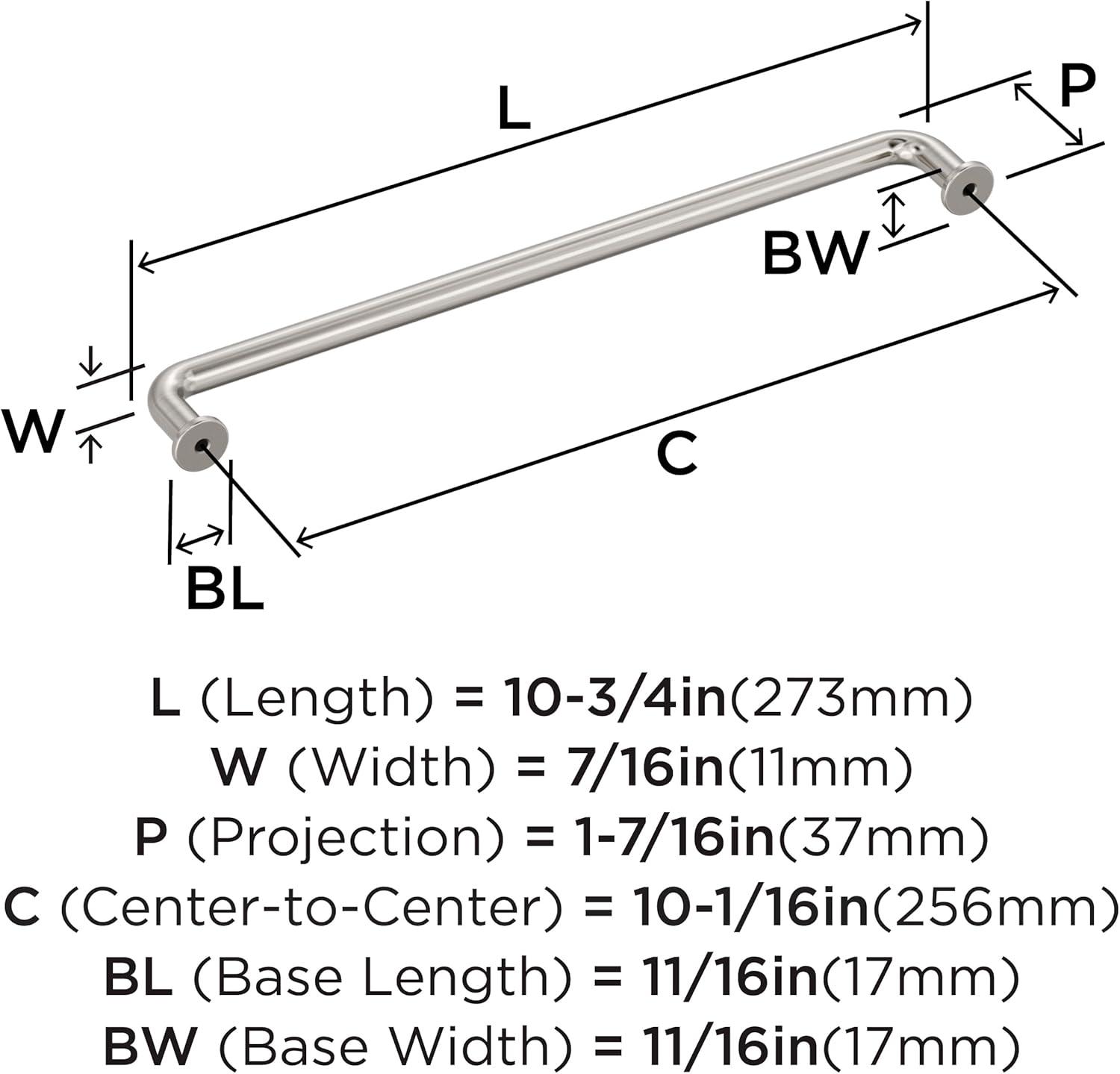 Satin Nickel 10-1/16 inch Modern Industrial Cabinet Pull