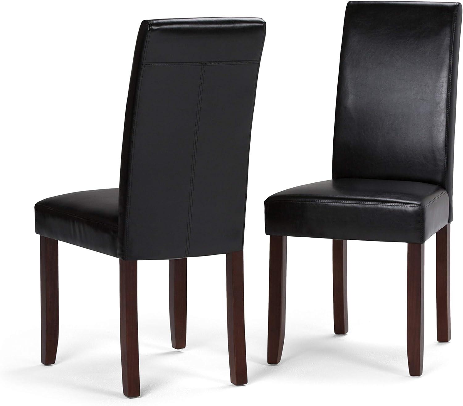 Acadian Midnight Black Faux Leather Upholstered Parsons Side Chair