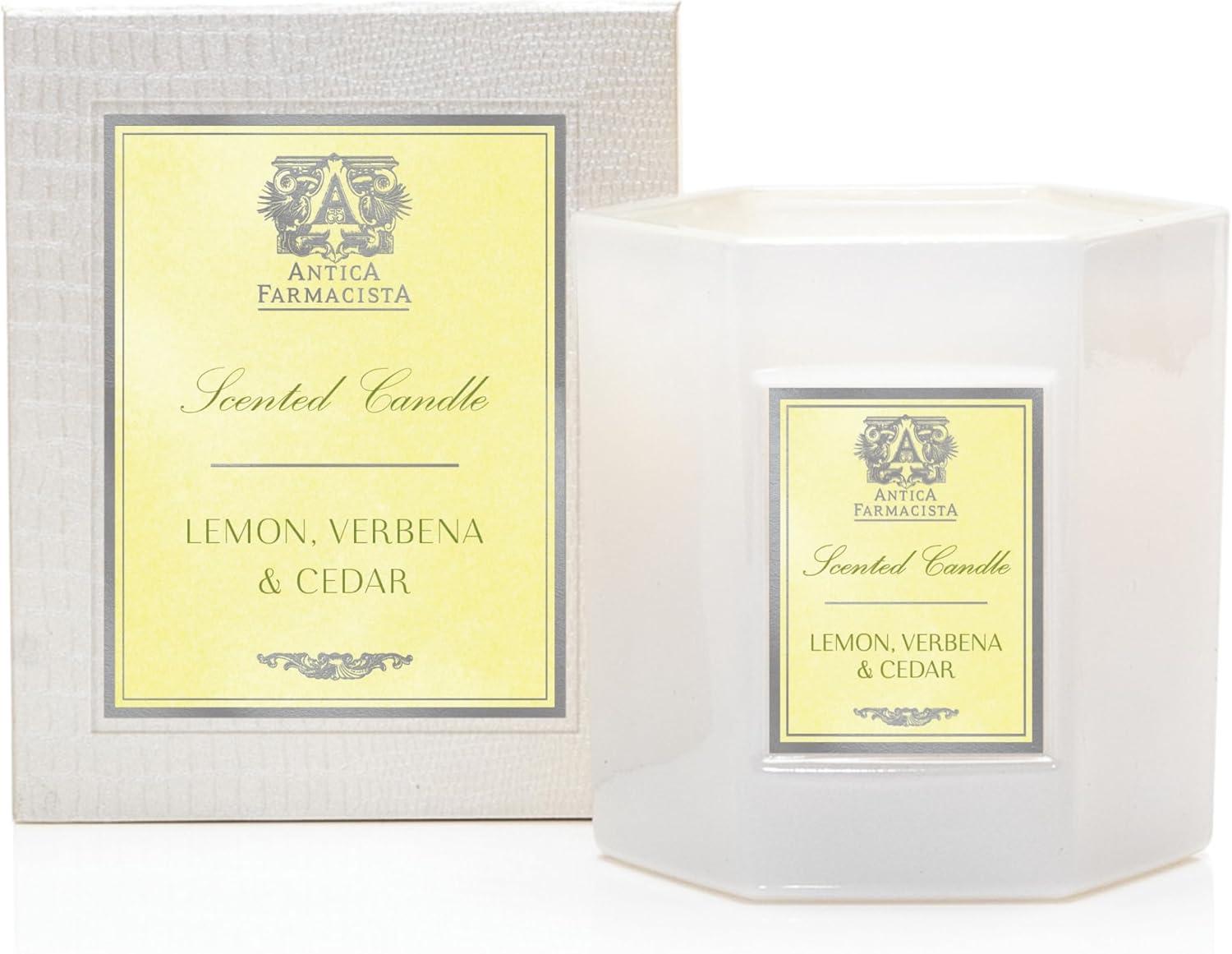 White Soy Scented Candle with Lemon Verbena & Cedar