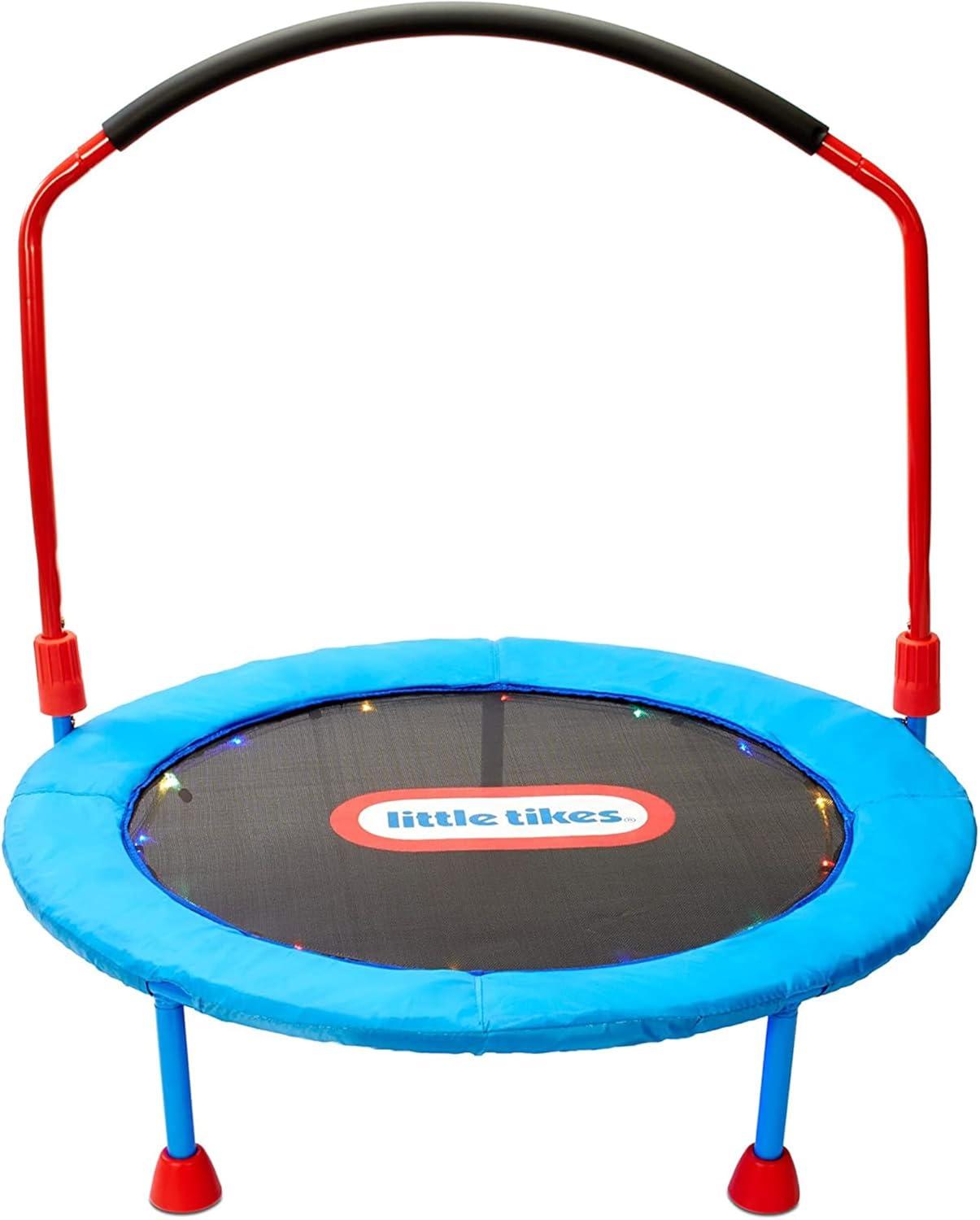 Little Tikes Light Up Easy Store 3-Foot Trampoline, with Hand Rail, Blue