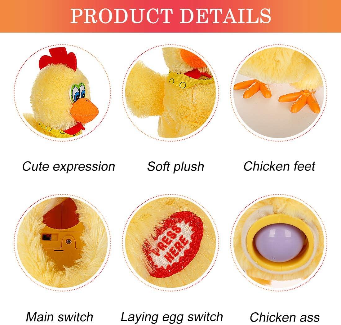 Easter Chicken Animal Toy Doll Laying Egg Electric Crazy Plush Chicken with Sound Music