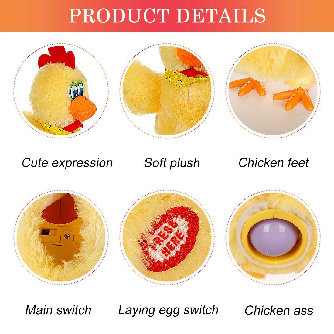 Easter Chicken Animal Toy Doll Laying Egg Electric Crazy Plush Chicken with Sound Music