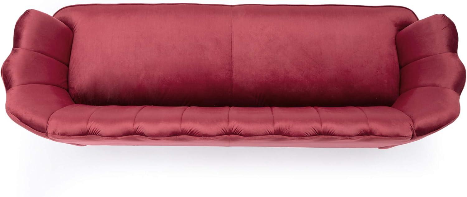 Reitz Modern Glam Velvet Channel Stitch 3 Seater Shell Sofa Blush Pink/Gold - Christopher Knight Home: Durable Iron Legs, Polyester Upholstery