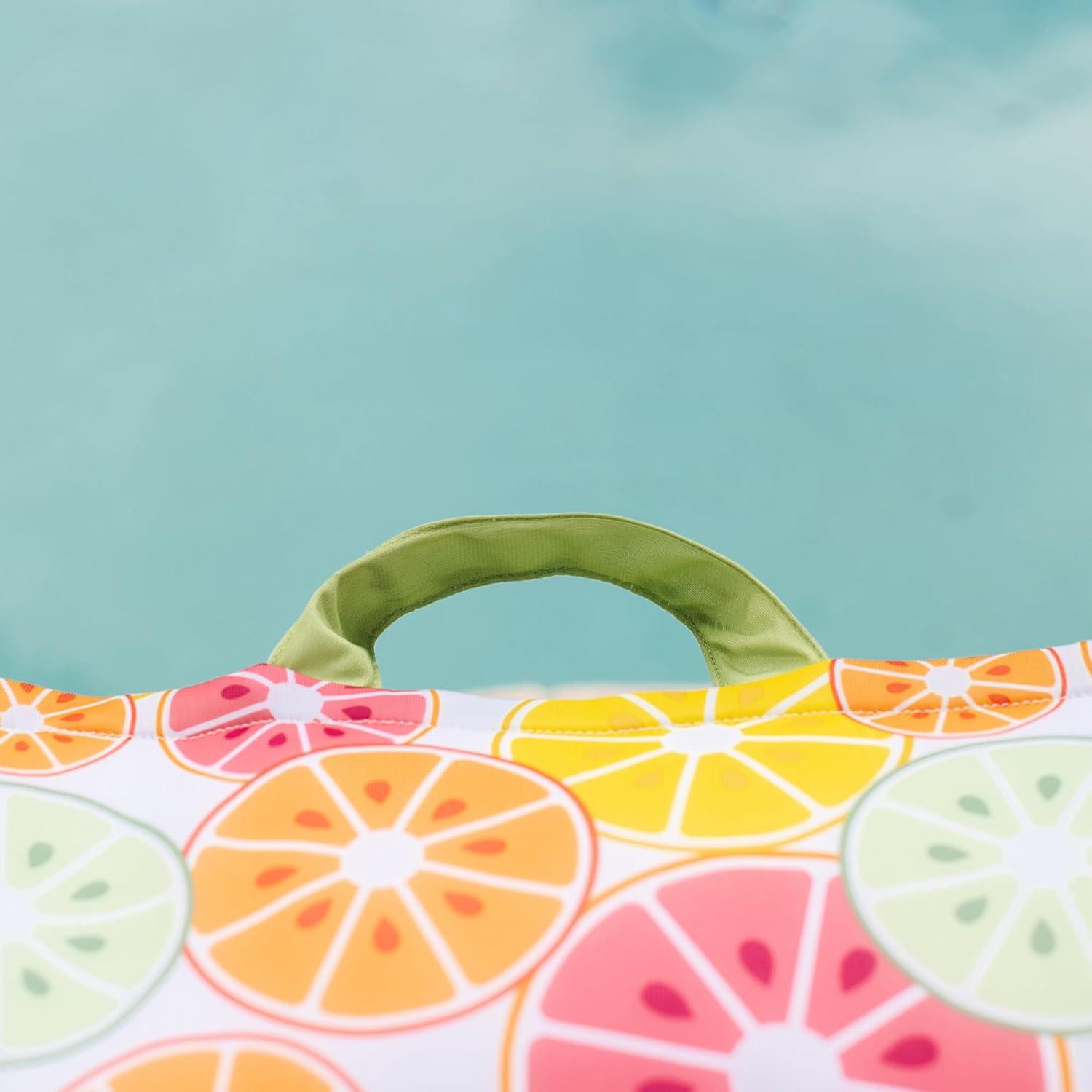 Big Joe Lagoon Lounger No Inflation Needed Pool Float, Citrus Burst Double Sided Mesh, Quick Draining Fabric, 5 feet Giant