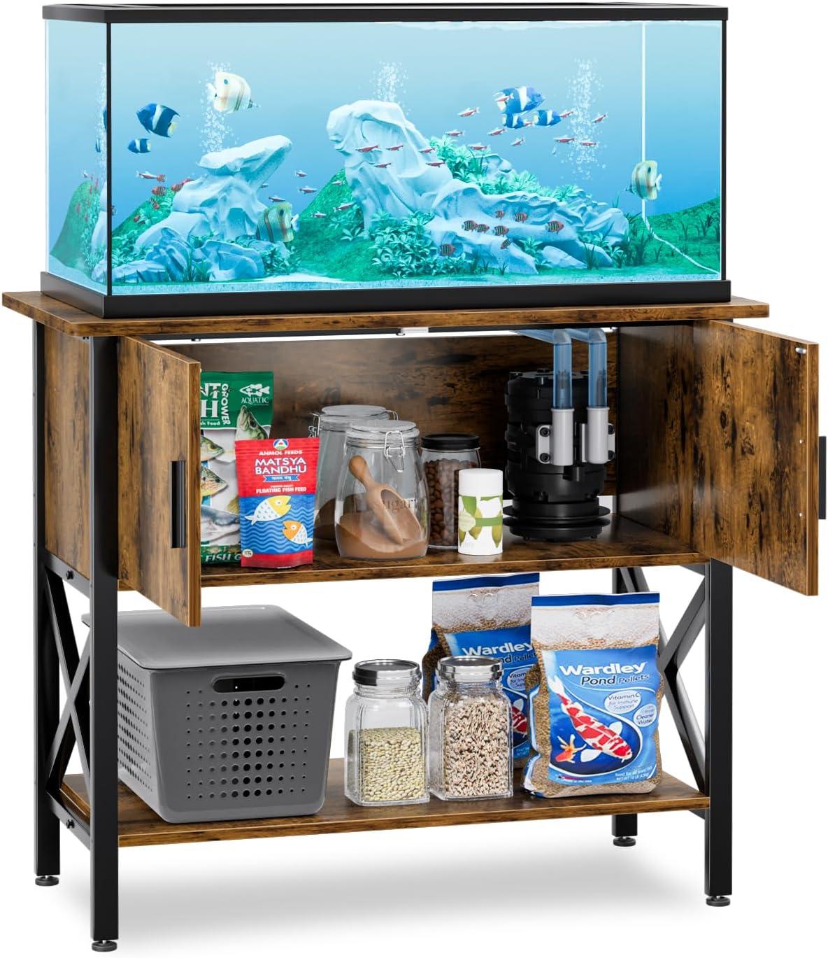 Tucker Murphy Pet™ Fish Tank Stand - 55-75 Gallon Wooden Aquarium Stand With Storage Cabinet For Fish Tank Accessories - 770 LBS Capacity, 51"X19.6"X35"H