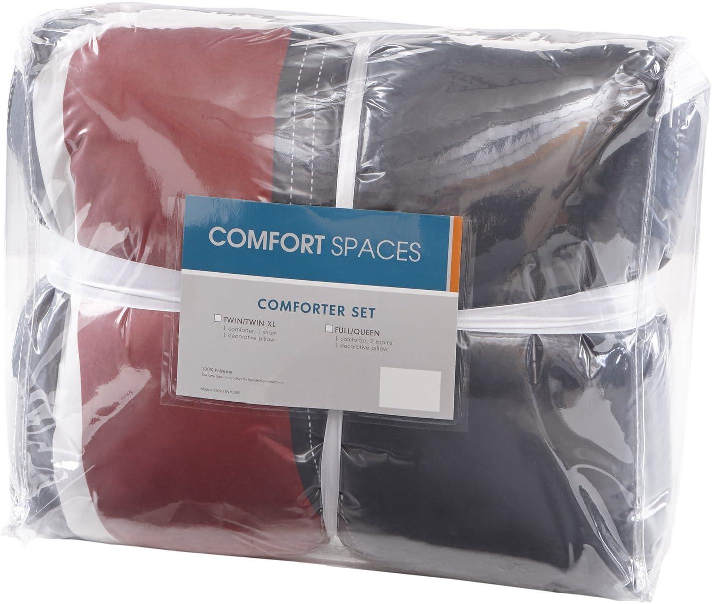 Comfort Spaces Pierre Comforter Set( Comforter mini set with one dec pillow ), Twin/Twin XL, Black