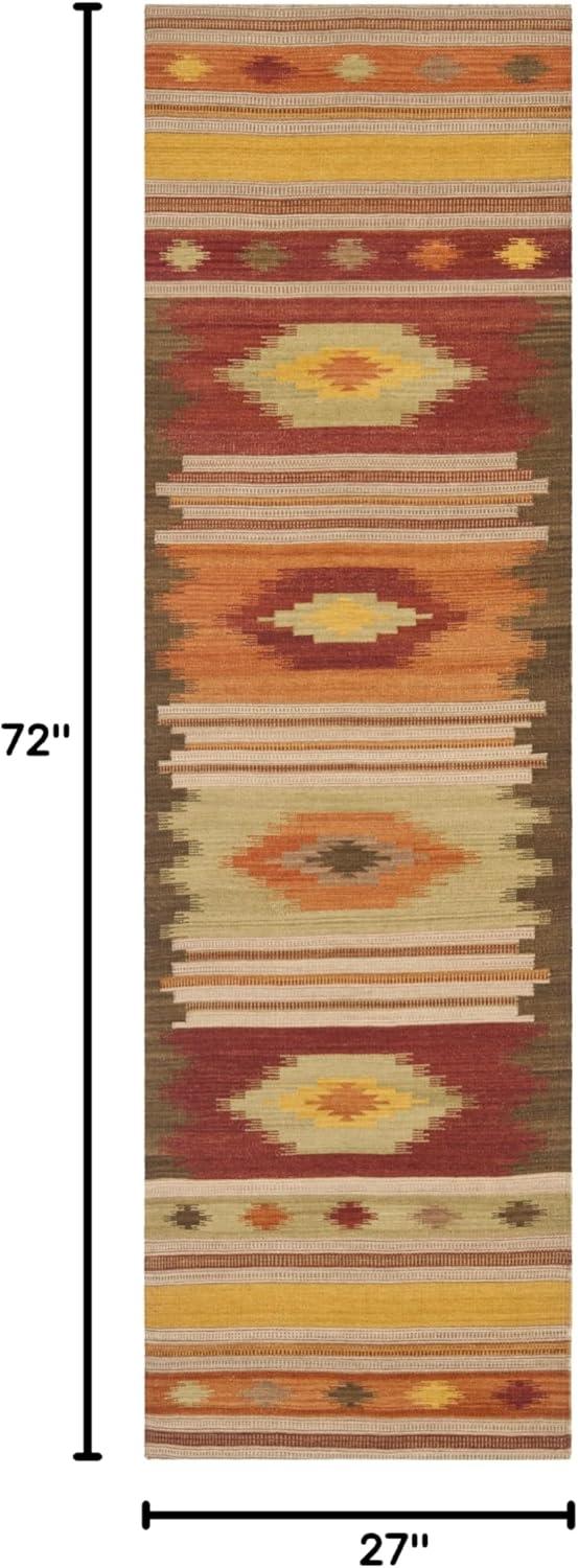 Kilim NVK176 Hand Woven Indoor Runner - Brown/Multi - 2'3"x6' - Safavieh