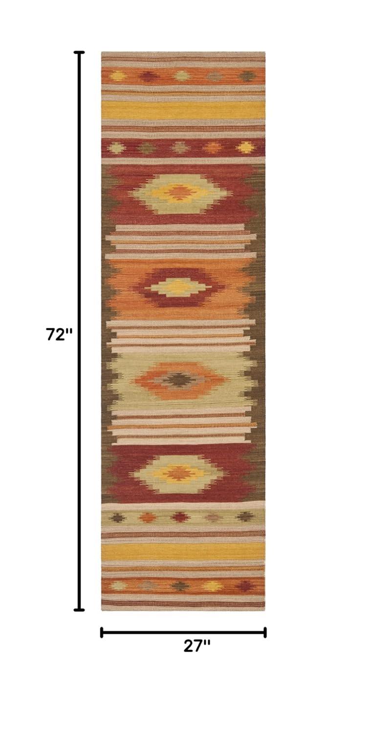 Kilim NVK176 Hand Woven Indoor Runner - Brown/Multi - 2'3"x6' - Safavieh