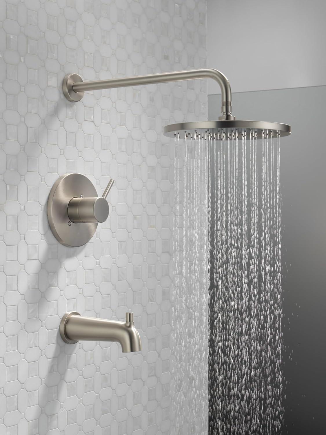 Modern Raincan Round Single-Function Tub and Shower Faucet Set, Valve Trim Kit, Rainfall Shower Head